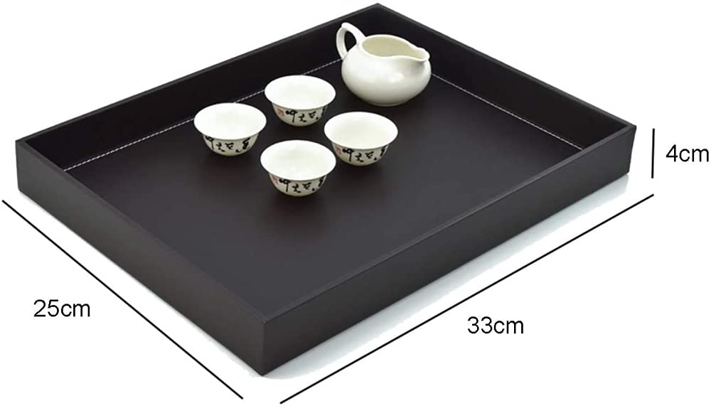 Plateau décoratif en cuir synthétique - 33 x 25 x 4 cm - Pour bijoux, cosmétiques, petits accessoires - Pour salon, chambre à coucher, salle de bain