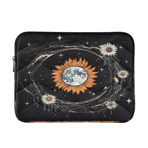 Funda para laptop 13-14 pulgadas impermeable con diseño de girasol blanco