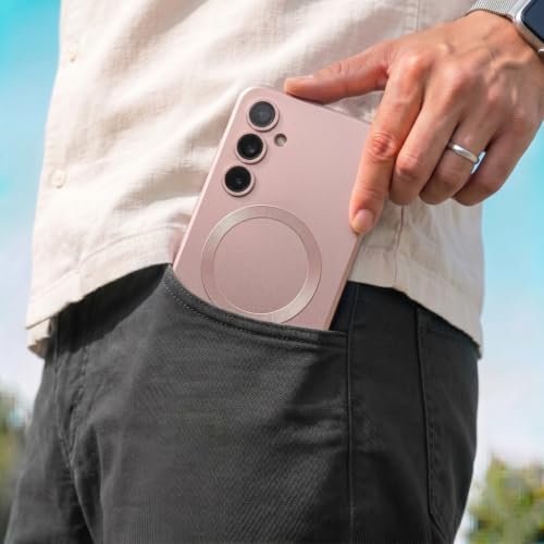 Image of amazon basics Premium Mag-Safe Case for Samsung Galaxy S23FE 5G | Shockproof & Anti-Scratch Cover | Soft Silicone with Wireless Charging | Camera Lens Guard - Rose Gold
