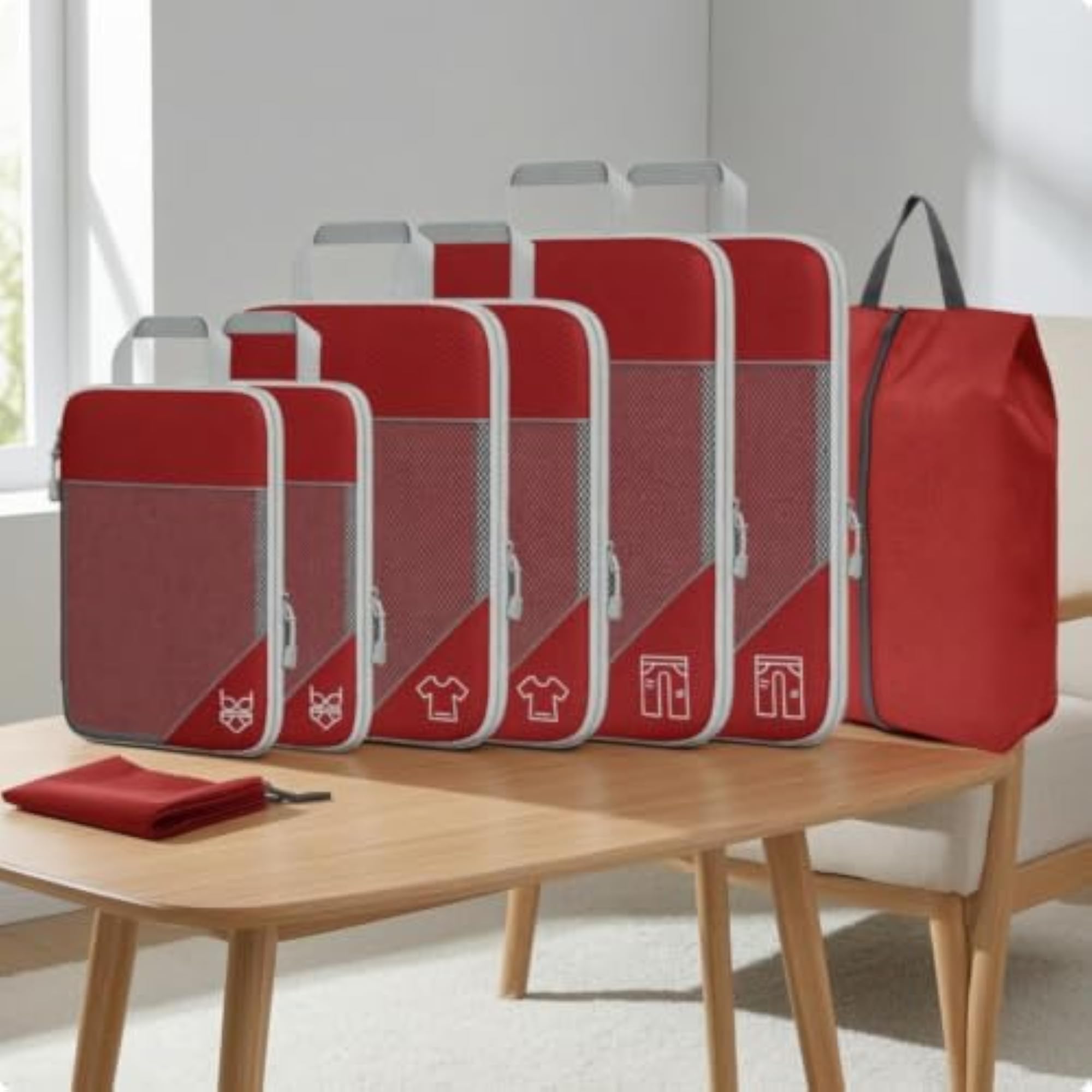 8 Pieces Compressible Travel Storage Bag Set