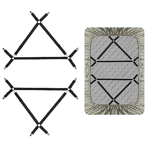 QoeCycth Bed Sheet Holder Straps, Bed Sheet Clip, Adjustable Bed Sheet Straps Elastic Strongest and Effective Extender, Fits All Mattress Sizes Cover