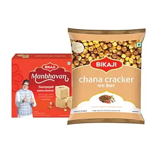 Soan-Papdi Manbhavan 500g & Roasted Chana Cracker 200g, Total 700g (24.69 oz) – Sweet & Crunchy Protein Snack Combo