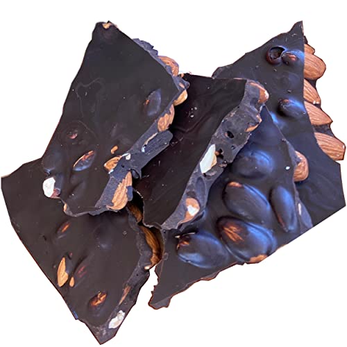 Keto Sugar Free Bark, Dark Chocolate Almonds - Stevia Sweetened Chocolate Candy 1g Net Carb, 80% Cocoa - Gluten & Dairy Free Vegan Paleo Friendly Diabetic Snack for Adults, 6 oz (Pack of 1)