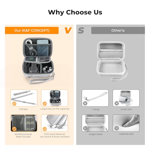 Image of K&F CONCEPT Carrying Case for Digital Camera, Hard Shell Protective Case | EVA material, Water Resistant, for CCD /Sony /Canon Digital Cameras, with Shoulder Strap, Shockproof, Compact size