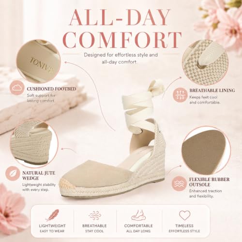 Image of Women's Espadrille Wedge Sandals Closed Toe Lace-Up Shoes