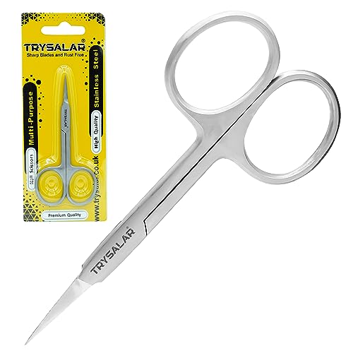 TrySalar Tijeras de cutículas profesionales pequeñas afiladas de acero inoxidable recto cortador de recorte para hombres mujeres uñas dedos muertos piel manicura nariz barba pelo cejas