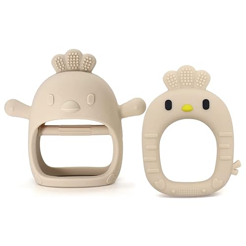 Mordedor de silicona para bebés, a prueba de polvo, juguetes para masticar y chupete calmante 2 en 1, mordedor de silicona anticaídas para muñeca de