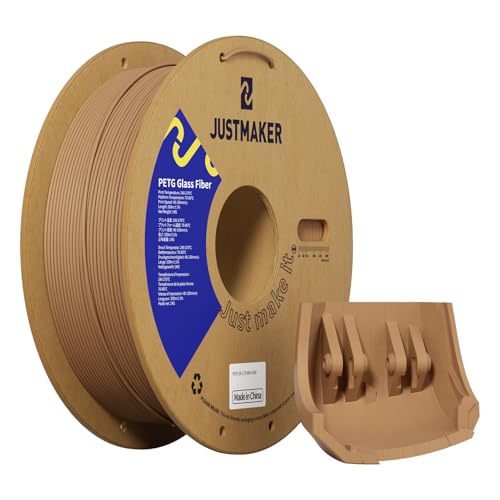 JUSTMAKER PETG Glass Fiber 3D Printer Filament, Updated Stronger Impact Resistance, Dimensional Accuracy +/-0.03mm, 1.75