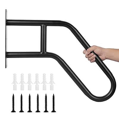 RoyalStairs Wall Mounted Handrails for Outdoor Steps, 22.8" Heavy Duty U-Shaped Grab Metal Handrail for 1-3 Step, Stair Railing for Porch Patio Steps, Entrance