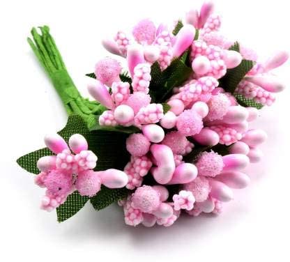 Image of Prokart Premium Pollen Flowers for Hair Accessories, Tiara Making, Jewelry Making and Dress Decoration | 12 Bunch of 12 Pollens Each | (Pack of 144 Pcs) (Pink)