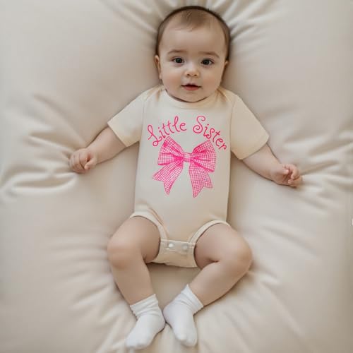 Big Sister Little Sister Matching Outfits Coquette Bow Toddler Girl T-shirt and Newborn Bodysuit Sibling Clothes3