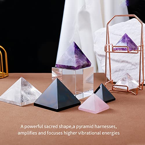 Image of Runyangshi Natural Black Obsidian Crystal Pyramid Energy Generator | 1.2x1.2in (3x3cm) Healing Crystal Pyramid for Protection & Positive Energy | Natural Quartz for Chakra Reiki Home Decor