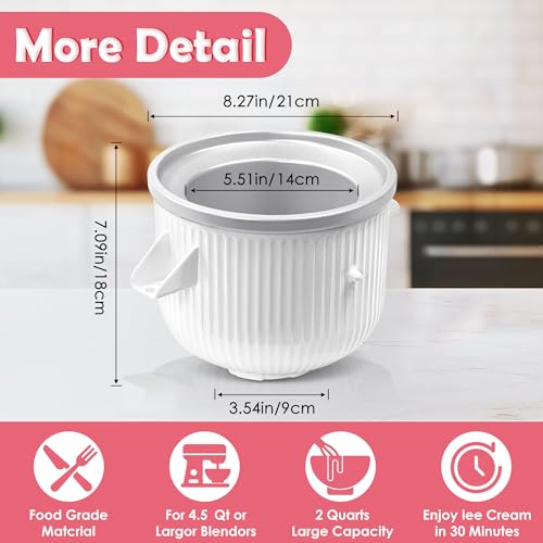 Ice-Cream-Maker-Attachment-for-Kitchenaid-Stand-Mixer-Compatible-with-45-Qt-and-Larger-Stand-Mixers-2-Quart-Frozen-Yogurt-Ice-Cream-Sorbet-Gelato-Maker Ice Cream Maker Attachment for Kitchenaid Stand Mixer Compatible with 45 Qt and Larger Stand Mixers 2 Quart Frozen Yogurt Ice Cream Sorbet Gelato Maker