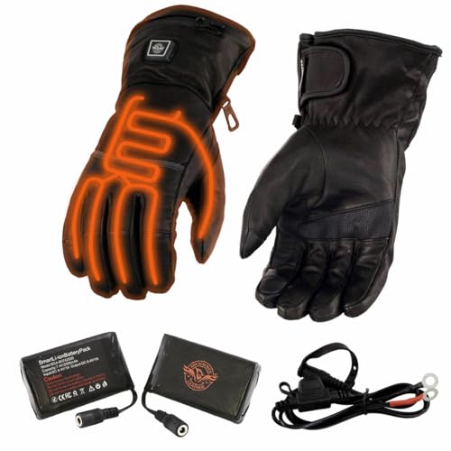 Milwaukee Leather MG7513SET Men’s Heated Winter Gloves for Motorcycle Ski Hunting w/Battery/Harness Wire and i-Touch - Large -  Shaf International Inc., MG7513SET-MG-HEAT-GLOVES-GROUP-L