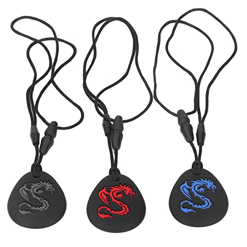 3pcs Colar para Niños, Anillo de Mordedura Silicona de Silicona Dentada Scooter Sensorial Collar de Masticación Adhs Dientes que Morden las Uñas de las Uñas Resistentes Al Calor