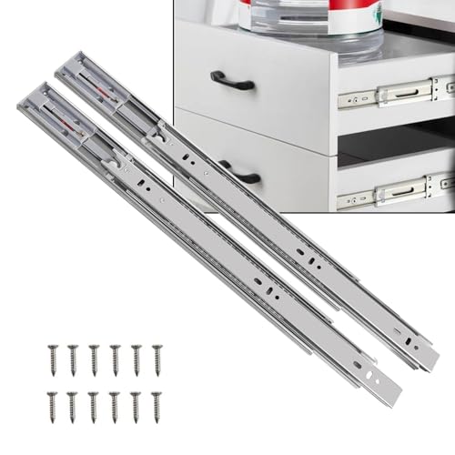 Image of Volo Heavy Duty Drawer Slides, Full Extension Ball Bearing Runners | Pack of 2 Piece | Channels for Kitchen Cabinets, Wardrobes, and Dressers (Push to Open, 16 Inch)
