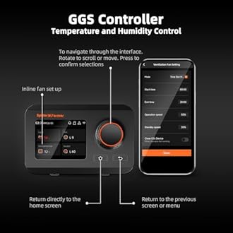 Spider Farmer 4 Inch Smart Inline Duct Fan with GGS Temperature Humidity Controller, Integrated App Control, 205 CFM Ventilation Exhaust Fan for Heating Cooling Booster, Grow Tents, Hydroponics