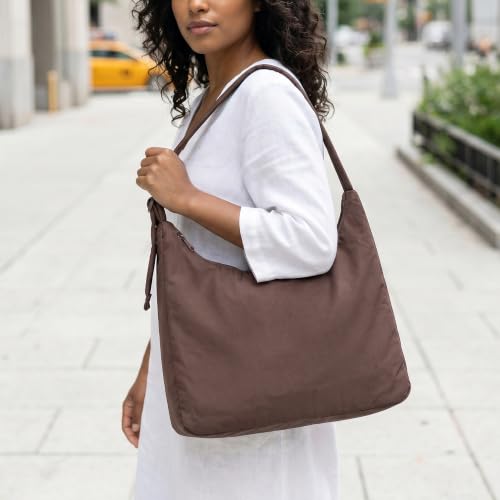 Image of FASTFAIRY Nylon Shoulder Bag - Adjustable Quilted Strap, Structured Slouchy Design with Interior Zip Pocket