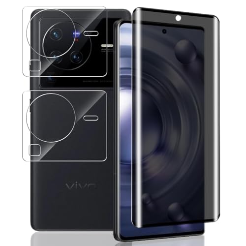 Yieehhow Protector Pantalla de Privacidad para VIVO X80 Pro, [1 Pieza] 9H Dureza Anti Espía Cristal Templado y [2 Piezas] Protector Cámara, Privacy Vidrio Película para VIVO X80 Pro