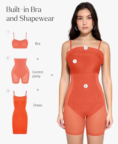 Image of Popilush Club Dresses for Women Built in Bra Dress Tummy Control Shapewear Mini Cocktail Dress Party Date Night Bodycon