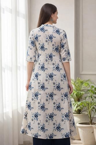 Image of Pistaa's Women's Cotton Relaxed Fit A Line Kurta