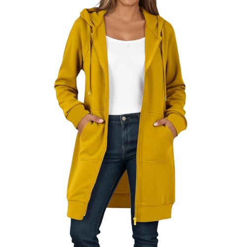 Sweat zippé femme longue polaire chaud hoodie veste à capuche
