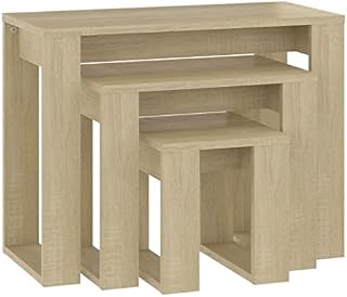vidaXL 3x Nesting Tables Home Living Room Bedroom Furniture Accessory Accent End Side Nest of Table Nightstand Set Engineered Wood Sonoma Oak