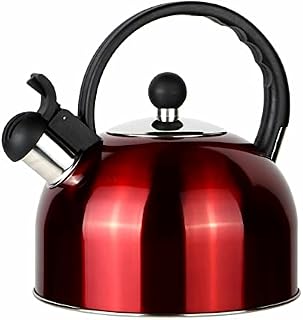 ROSSETTO Camping Whistling Kettle 2.5L Stainless Steel Stovetop Kettle for Gas Stove or Induction Hob Boil Teapot Coffeepot for Indoor & Outdoor, red