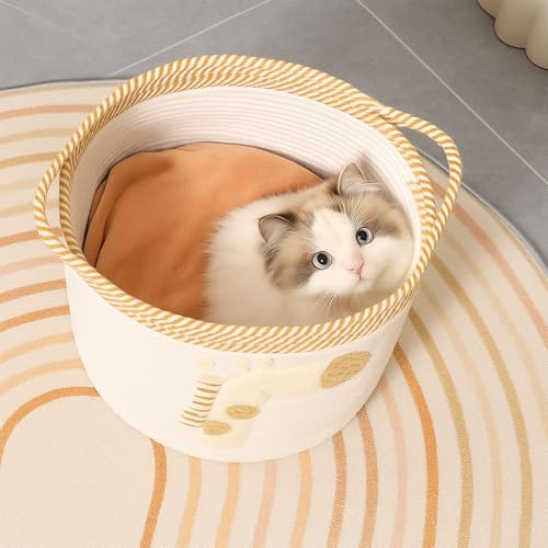 Aufbewahrungskorb Wickeltisch Korb Kinderzimmer Aufbewahrung Körbe mit Griffen, Aufbewahrungskorb Kinder aus Baumwolle für Babyzimmer Spielzeug-Organizer, Regal Bad Organizer