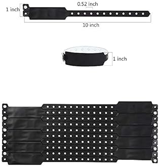 Black Plastic Wristbands 100 Pack - Colored Vinyl Bracelets for Events, Concerts, Parties - Waterproof Custom Arm Bands