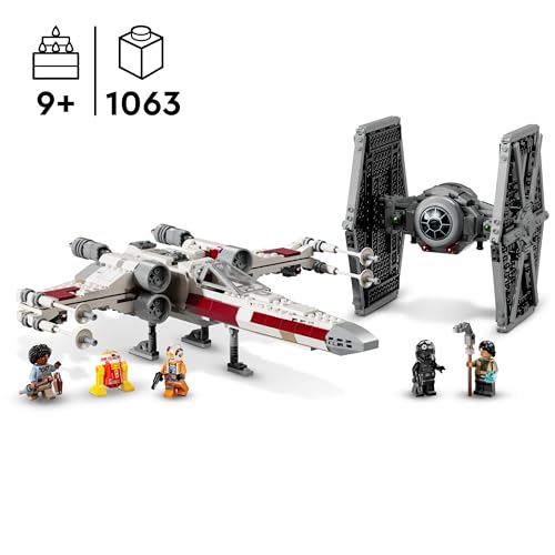 Image of LEGO Star Wars 75393 TIE Fighter and X-Wing Combinable Construction Game with 2 Spaceships, 4 Minifigures & Droid Figurine - Original Gift for Boys from 9 Years and Fans