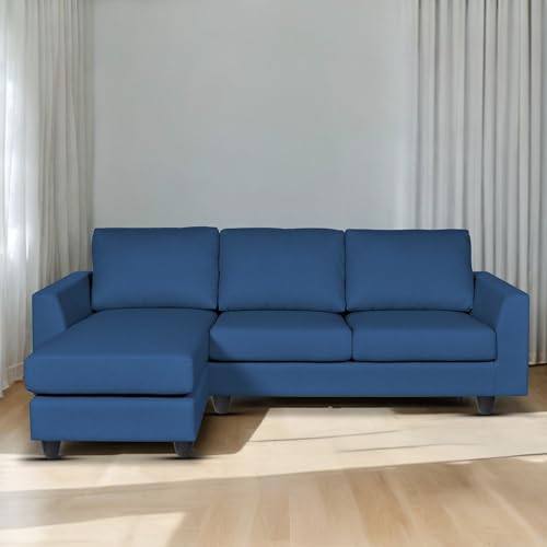 Image of BRAXTON Damian LHS 4 Seater L Shape Sofa Set for Living Room (Blue Sofa Fabric) Premium Fabric Sofa