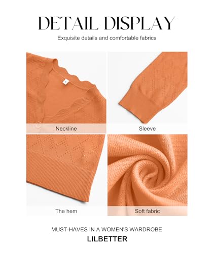 LILBETTER Women's Button Down Cardigan Long Sleeve Casual V-Neck Soft Knit Lightweight Cardigans Sweater 6