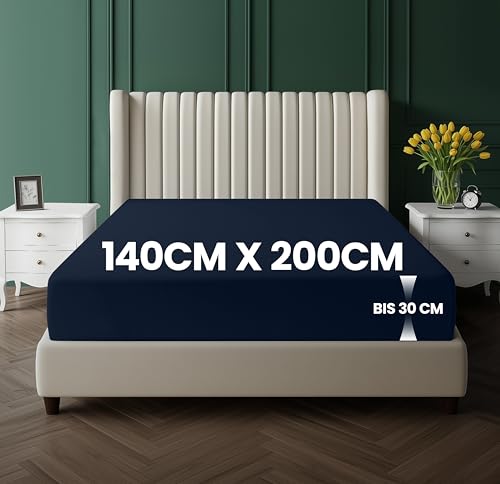 Utopia Bedding - Spannbettlaken 140x200cm Bis 30 cm - Marineblau - Oeko-Tex Zertifiziertes - Gebürstete Mikrofaser Spannbetttuch 2