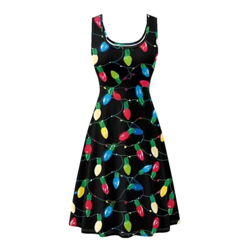 Image of Dreaweet Casual Sleeveless Dresses for Women Girls, Round Neck Tank Dresses with Pockets Summer Sundress Size XS-4XL