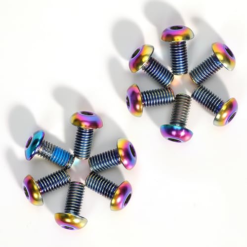 DYISLAND 12Pcs Titanium Rotor Bolts, Bike Disc Brake Rotor Screws Bolts, M5x10mm (Colorful)