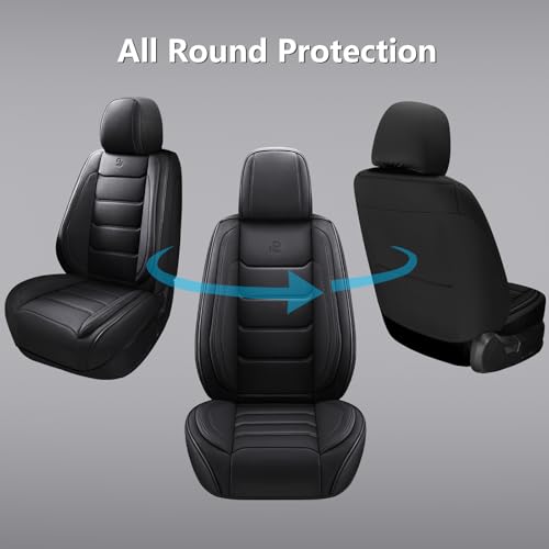 Isen-CoverAuto Full Coverage Faux Leather Car Seat Covers Full Set,Automotive Seat Covers for Cars,SUVs Pick-up Truck, Car Seat Cushion, Black Seat Covers,Front Seat Cover,Car Seat Protector — view 6