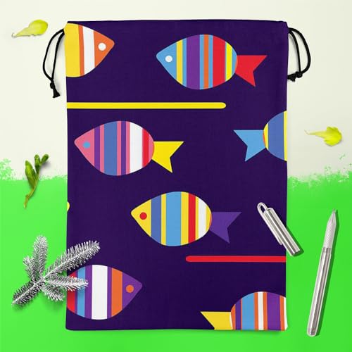 Image of ArtzFolio Colourful Fishes | Reusable Sack Bag | Bag for Gym, Storage, Vegetable & Travel