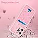 Marphe Compatible with iPhone 16 Pro Max Wallet Case, Cute Bow Flower Floral Pattern Soft TPU Cover + Hard Card Holder Slot Design Camera Protection Phone Case, Pink