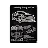 GT500 Plaque en métal vintage en forme de voiture musclée américaine pour pub, club, café, bar, maison, décoration murale 30 x 40 cm