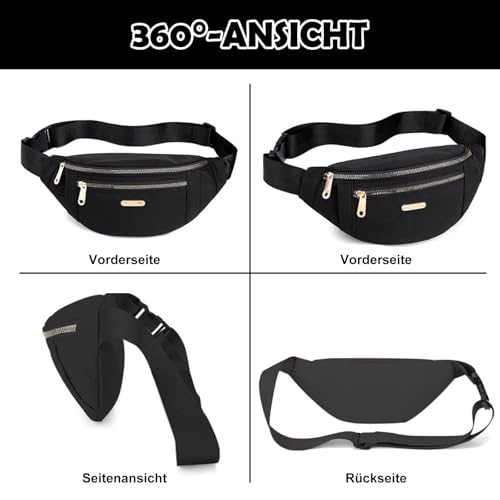 Bauchtasche für Damen und Herren Gürteltasche Verstellbarer Gurt Hüfttasche, Bauchtasche Damen Stylisch, Lässige Stylisch Hüfttasche für Camping Wandern Fitness Fahrrad Reisen – Bild 4