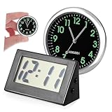 Horloge de table : 🕒horloges de voiture pour le tableau de bord ; avec une conception de de réglage, cette horloge de voiture peut corriger et ajuster l'heure. cette horloge lumineuse de tableau de bord de voiture est faite d'une coque métallique de première qualité et d'un processus de galvanoplastie, qui est anti-décoloration et résistant à l'usure pour une durée de vie.