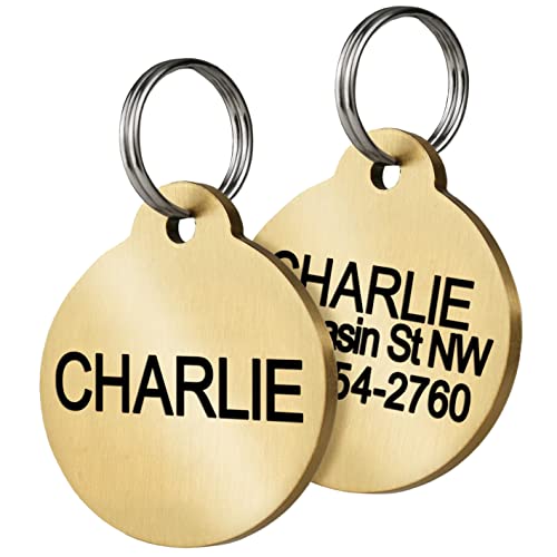 Gotags Personalized Pet Id Tags, Solid Brass Dog Tags And Cat Tags, Up To 6 Lines Of Custom Text, Engraved On Both Sides, Bone, Round, And Heart Shapes #TOP9