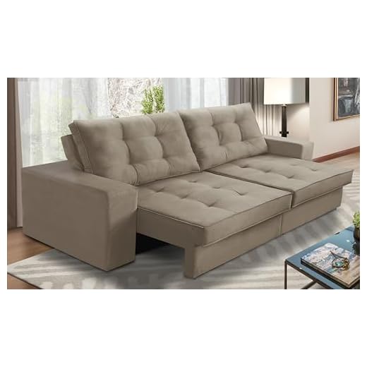 Sofá Retrátil e Reclinável 2 lugares 1,50m com Molas Marcela Suede Capuccino Adonai Estofados