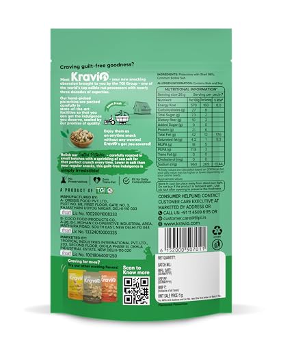 Image of Kravio Premium Roasted Salted Pistachios 200g | Zero Cholesterol Natural Inshell California Pista Nuts & Dry Fruits | Rich in Protein, Roasted Crunchy Delicious Healthy Snacks