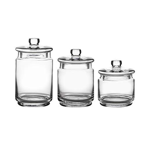 Buy WHOLE HOUSEWARES Glass Apothecary Jars with Lids Set of 3 for