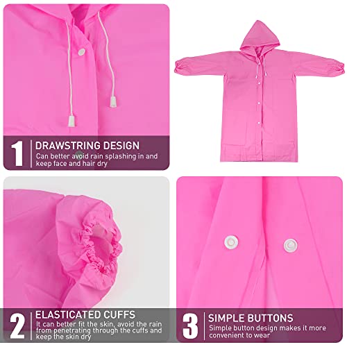Image of DUEBEL Rain Ponchos Family Pack for Parent and 2 Kids, 8pcs Thick Reusable Rain Coat and Pant Suits with Waterproof and Breathable EVA Material - Ideal for Themed Park, Concerts, Camping