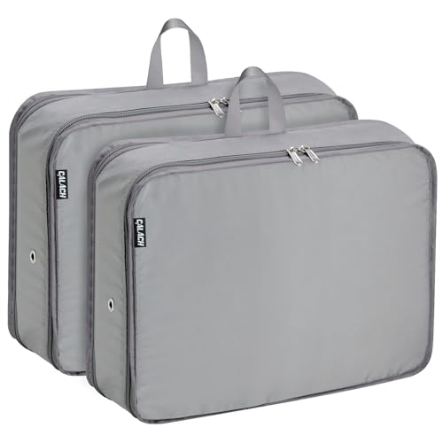 Extra Large Compression Packing Cubes for Travel Essentials, 2 Pack Expandable Travel Cubes for Packing Bags Suitcase Organizer, Grey