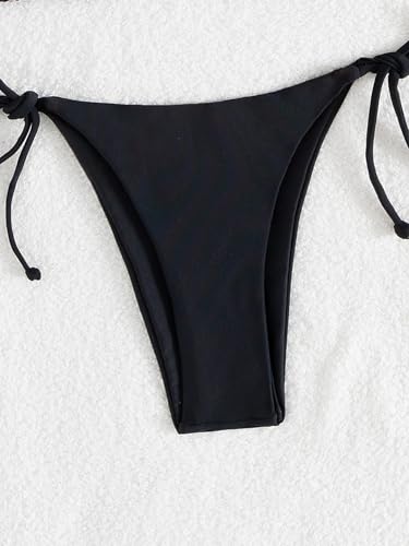 Image of Tainehs Women's Sexy Halter Thong Bikini Tie Two Sides Bottom Triangle Bikini Swimsuits
