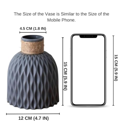 SATYAM KRAFT 15cm Grey Nordic Vase - Image 2